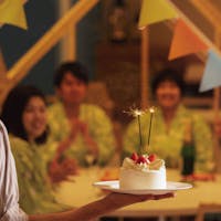 きたゆざわ 森のソラニワ 【お祝い】<花火付ケーキ>夕食レストランで “Happy Birthday” (124)