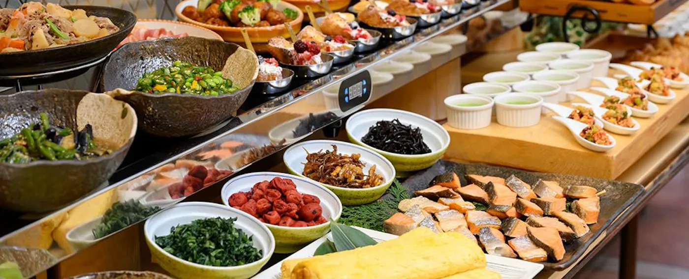 朝食ビュッフェ一例。