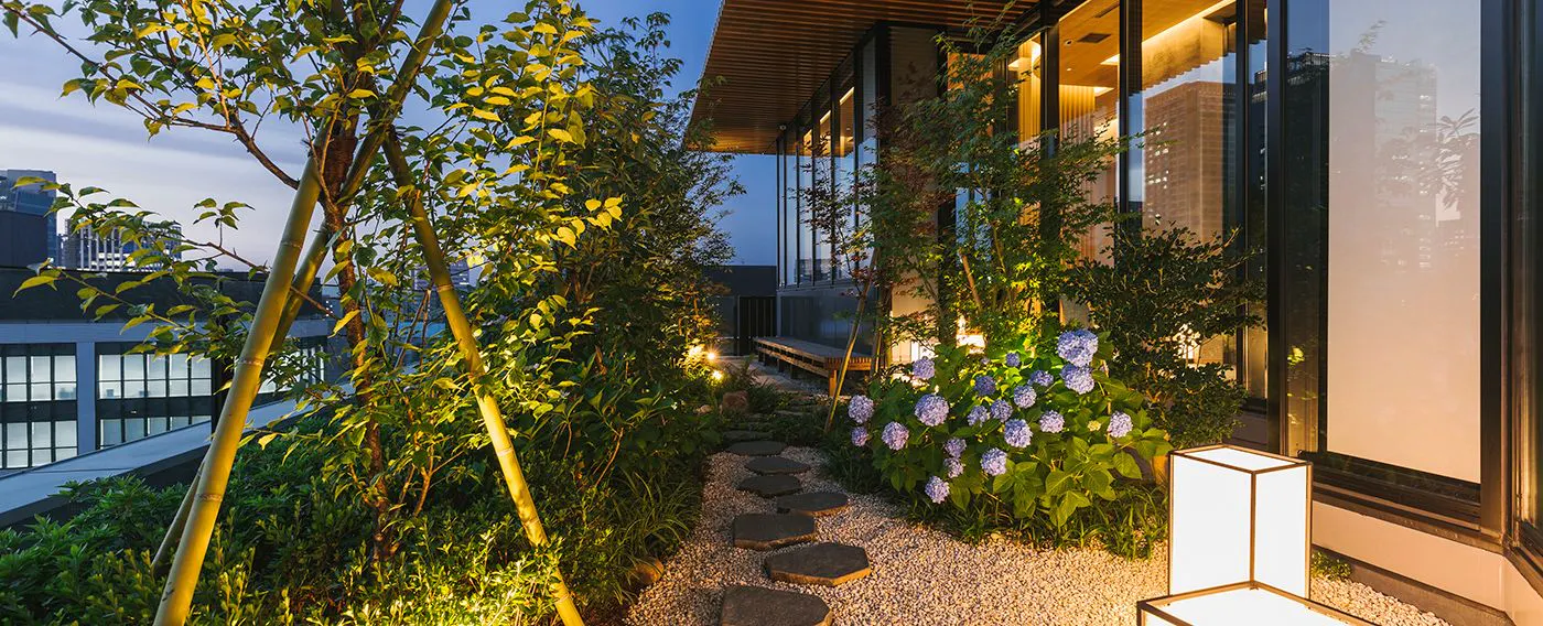 Pemandangan malam taman