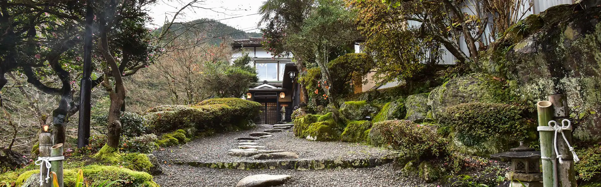 入り口までの道