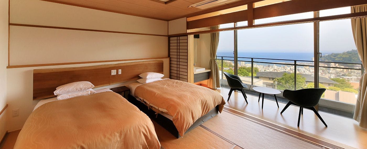 風雅ベッド2 ナチュラル伊豆フレンチ 熱海風雅のお部屋情報 - 宿泊予約【Yahoo