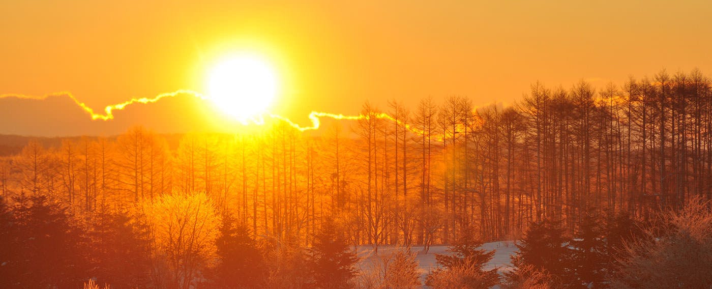 冬：ぜひ窓から日の出をご覧ください