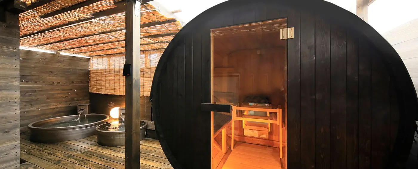 バレルサウナ・水風呂・露天風呂付き客室(一例)