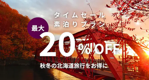 【期間限定タイムセール】早割最大20%OFF 秋冬の北海道旅行をお得に/素泊り