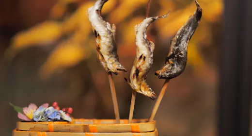 【夏秋会席 6月中旬~10月末】川魚三種食べ比べを楽しむ
