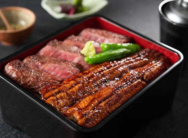 大隅産うなぎと黒牛ステーキ重