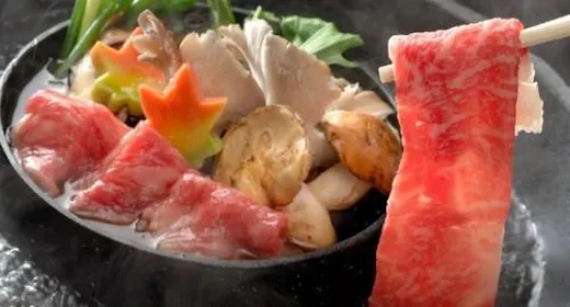 【夕食グレードアップ】~希少な霜降りの「蔵王牛」を堪能する「すきしゃぶ鍋」~