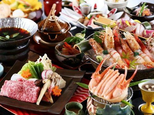 【早期割14】【秋/一押し】秋の贅沢＜香住ガニ1.0杯・松茸・但馬牛・地えびたべくらべ＞