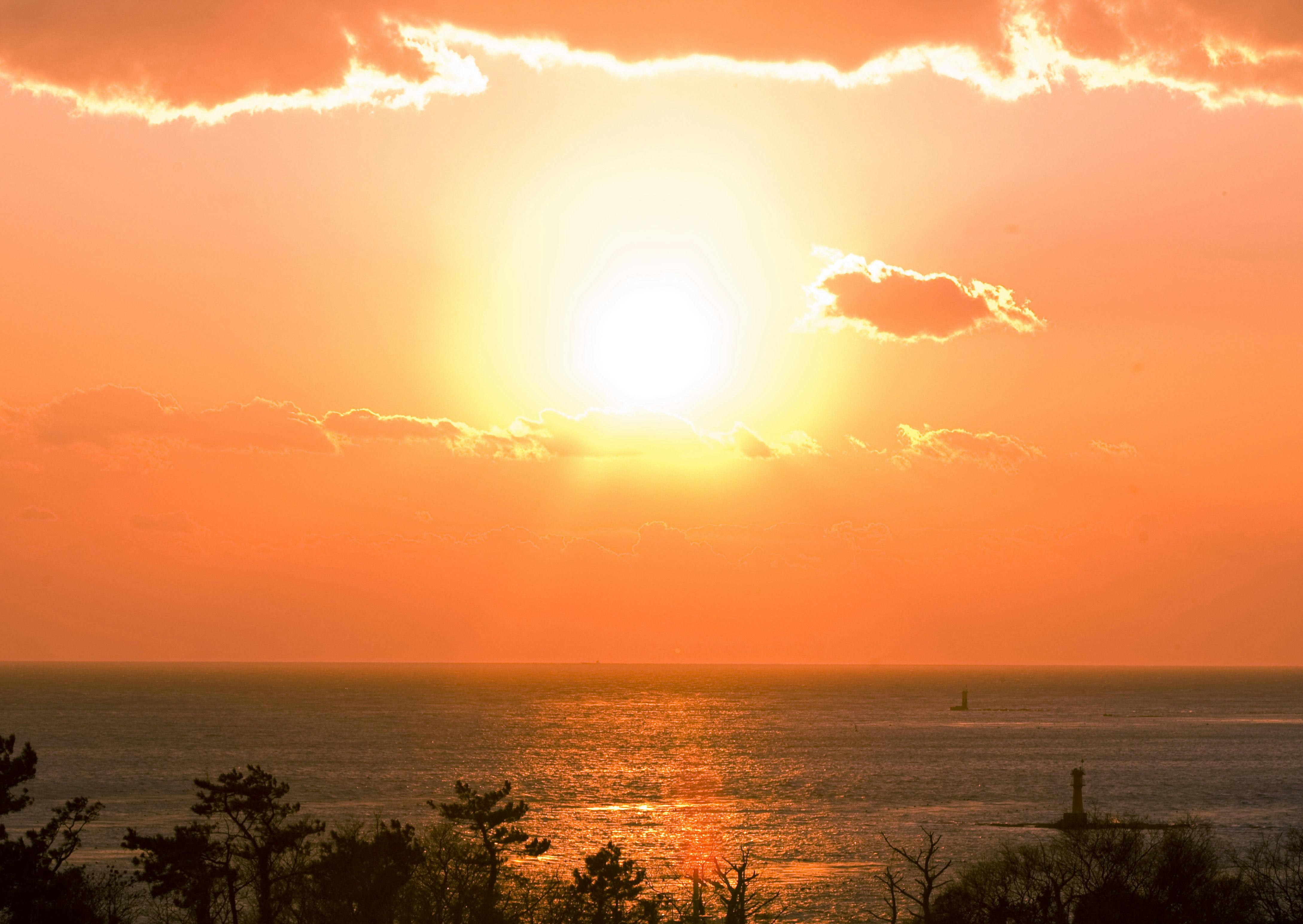 客室から見た夕日