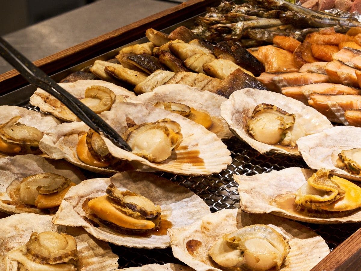 北海道産の帆立の醤油焼