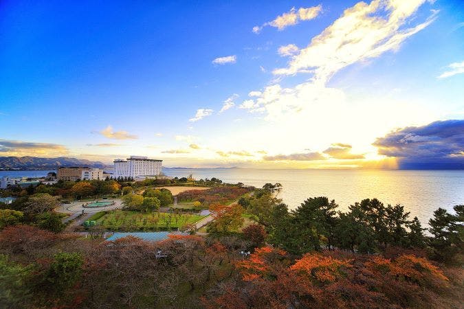 A spa resort where the city meets nature at Lake Biwa