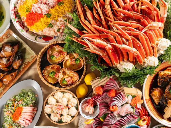 【冬季限定】本ずわい蟹が食べ放題「まるごとカニ祭」を満喫!飲み放題付ビュッフェ 夕朝食