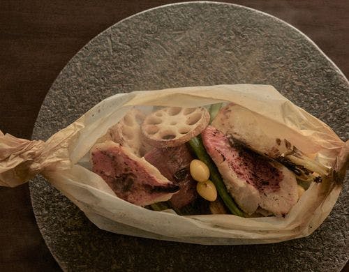 炭火でじっくり焼き上げる新鮮野菜