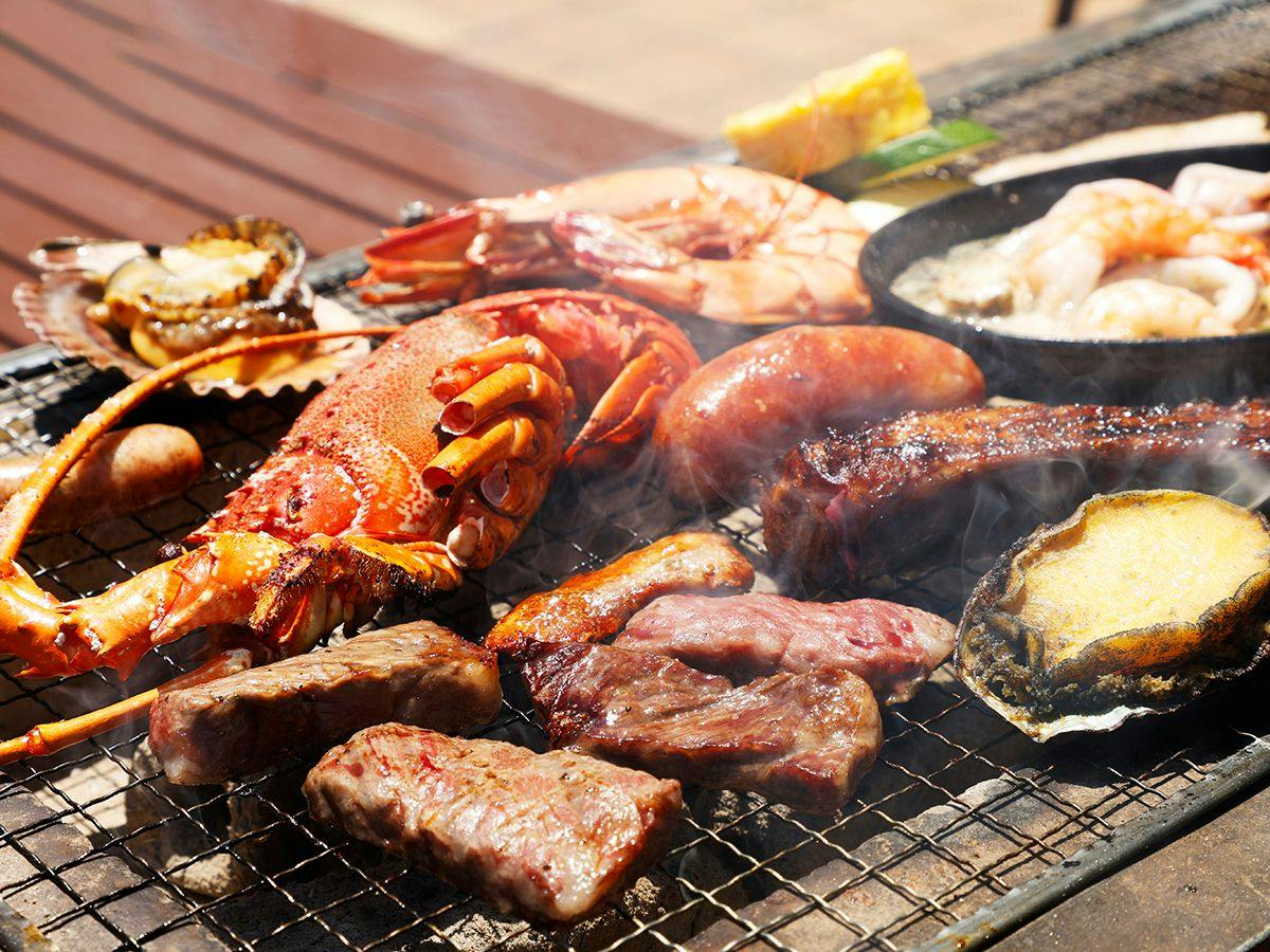 【BBQ・プレミアム】豪華三大伊勢食材＜松阪牛・伊勢海老・鮑付＞贅の極み！思わず心躍る！至福の食体験