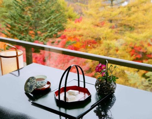 【紅葉狩り】庭のもみじをお部屋から