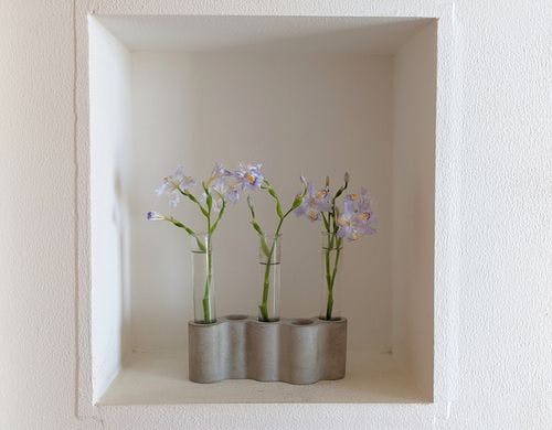 季節の花を飾っています。