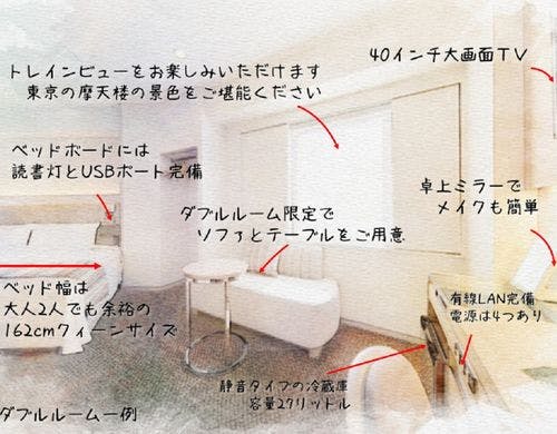 ダブルルームの紹介用イラストです