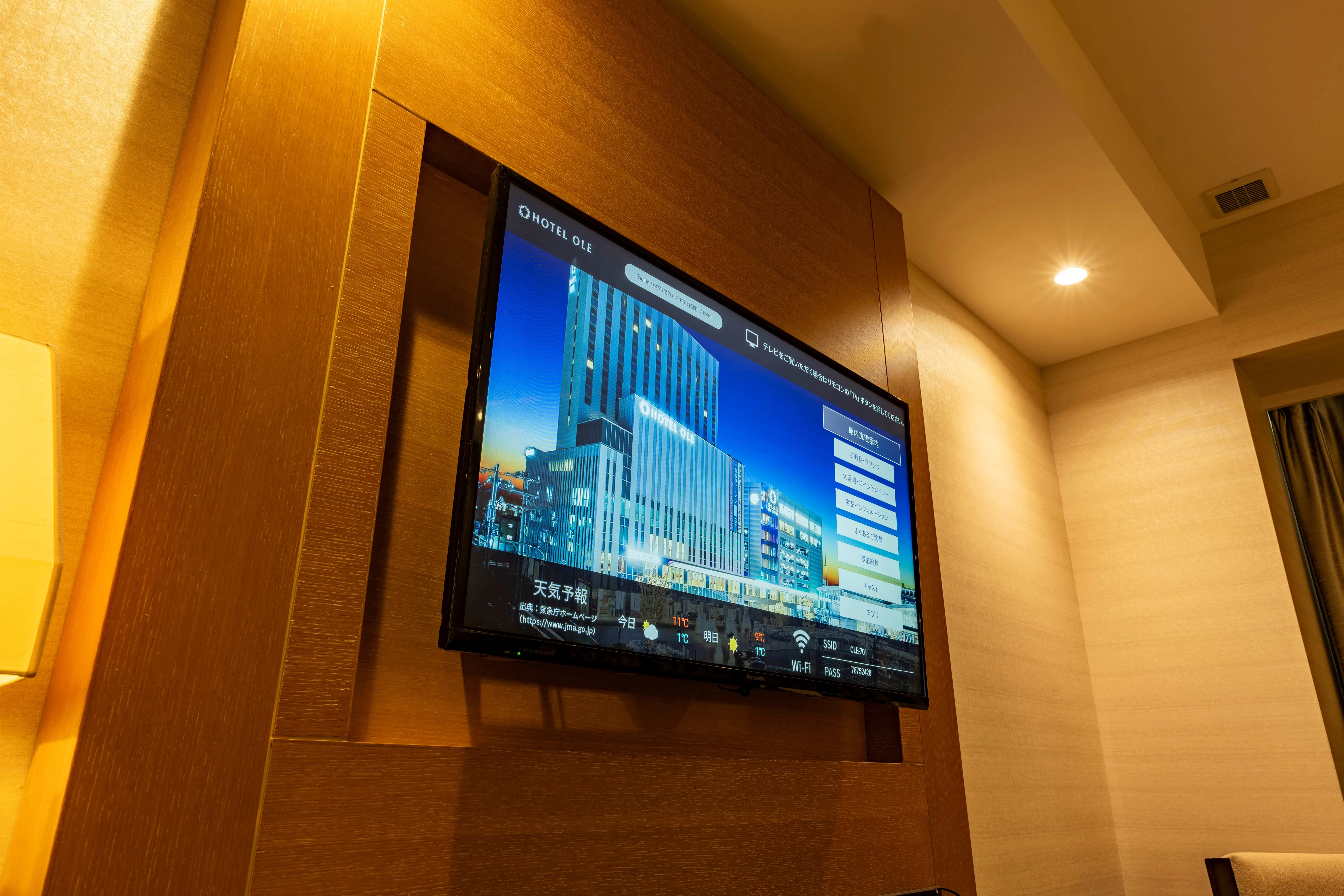 キャスト機能を搭載した客室テレビ