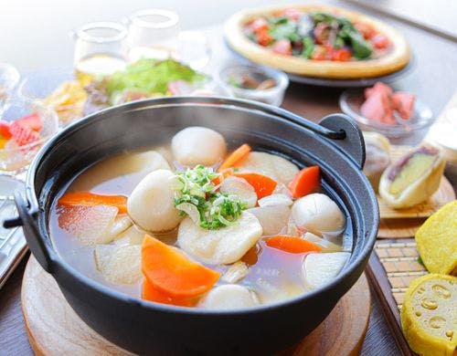 朝食ブッフェ一例：だご汁