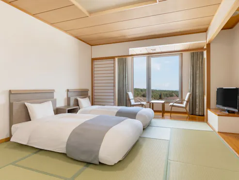 【ห้องพักสไตล์ญี่ปุ่นมาตรฐาน เตียงคู่】ขนาด 12 เสื่อทาทามิ ■ปลอดบุหรี่■