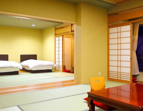 二間部屋Aタイプ、海を望むバルコニー