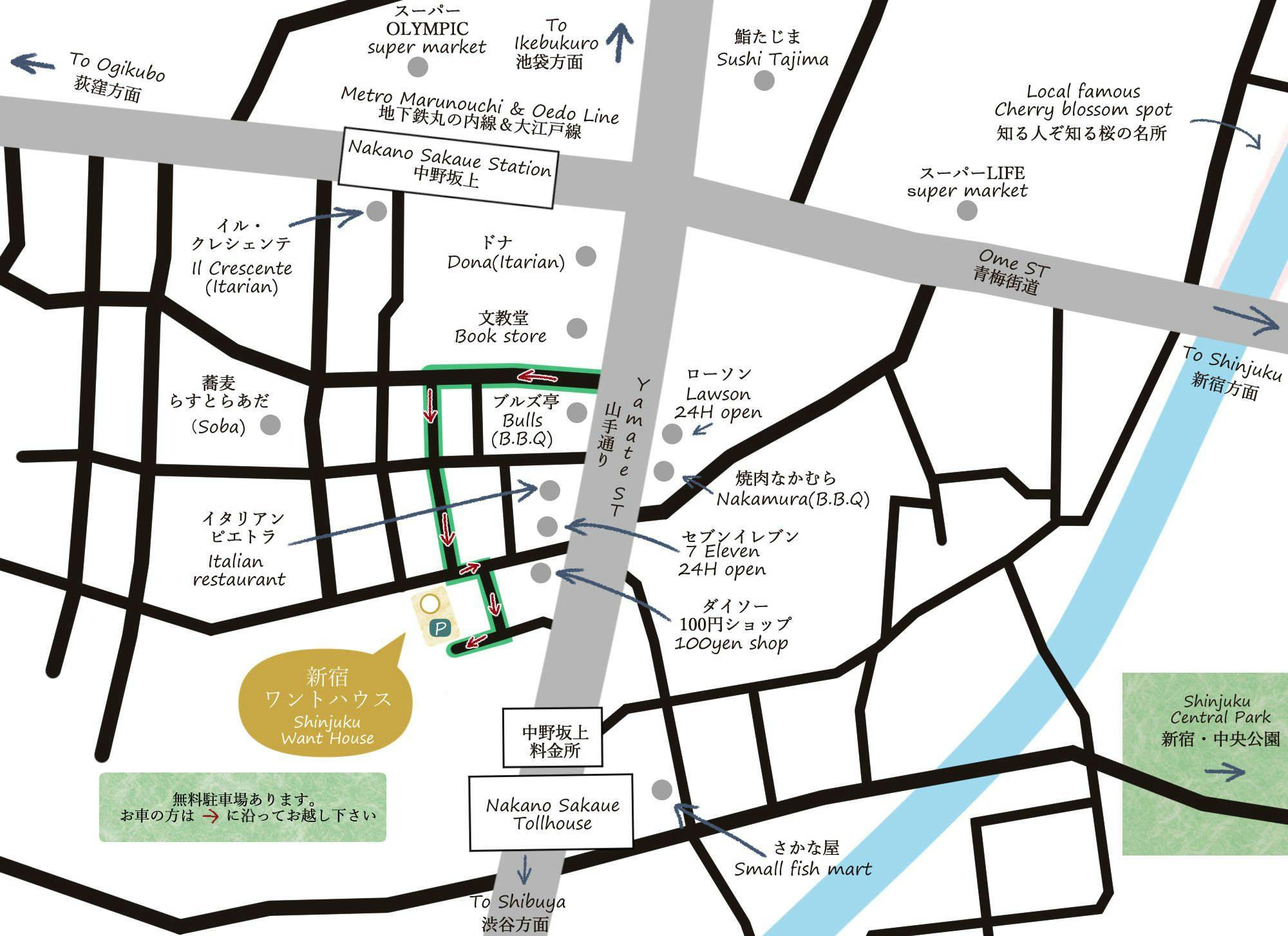 周边地图：从中野坂上站步行4分钟。