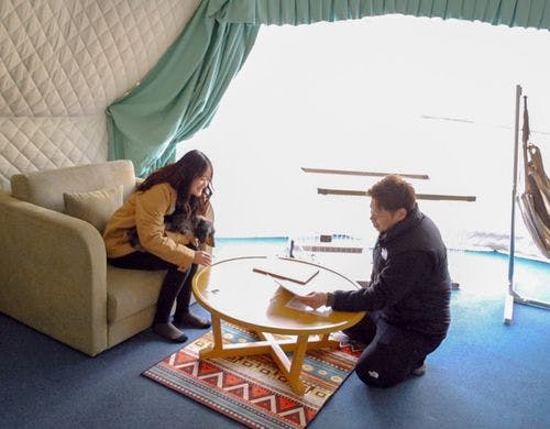 ドッグラン付ドームテント