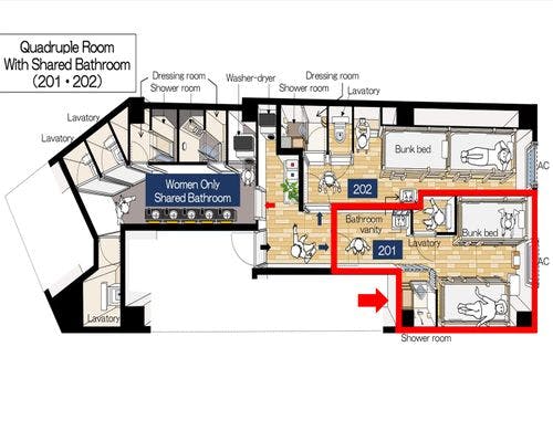 【間取り図】4名部屋：201