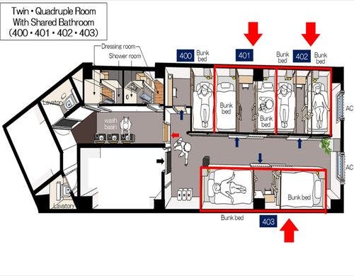 【間取り図】4名部屋（3階/4階）