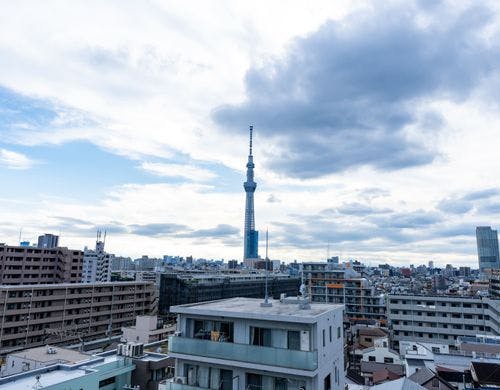 上層階からはスカイツリーが一望できます。