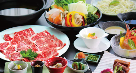 "Joshu Beef Shabu-shabu" with various seasonal dishes! Enjoy a special dinner at your leisure, 1 night with 2 meals.