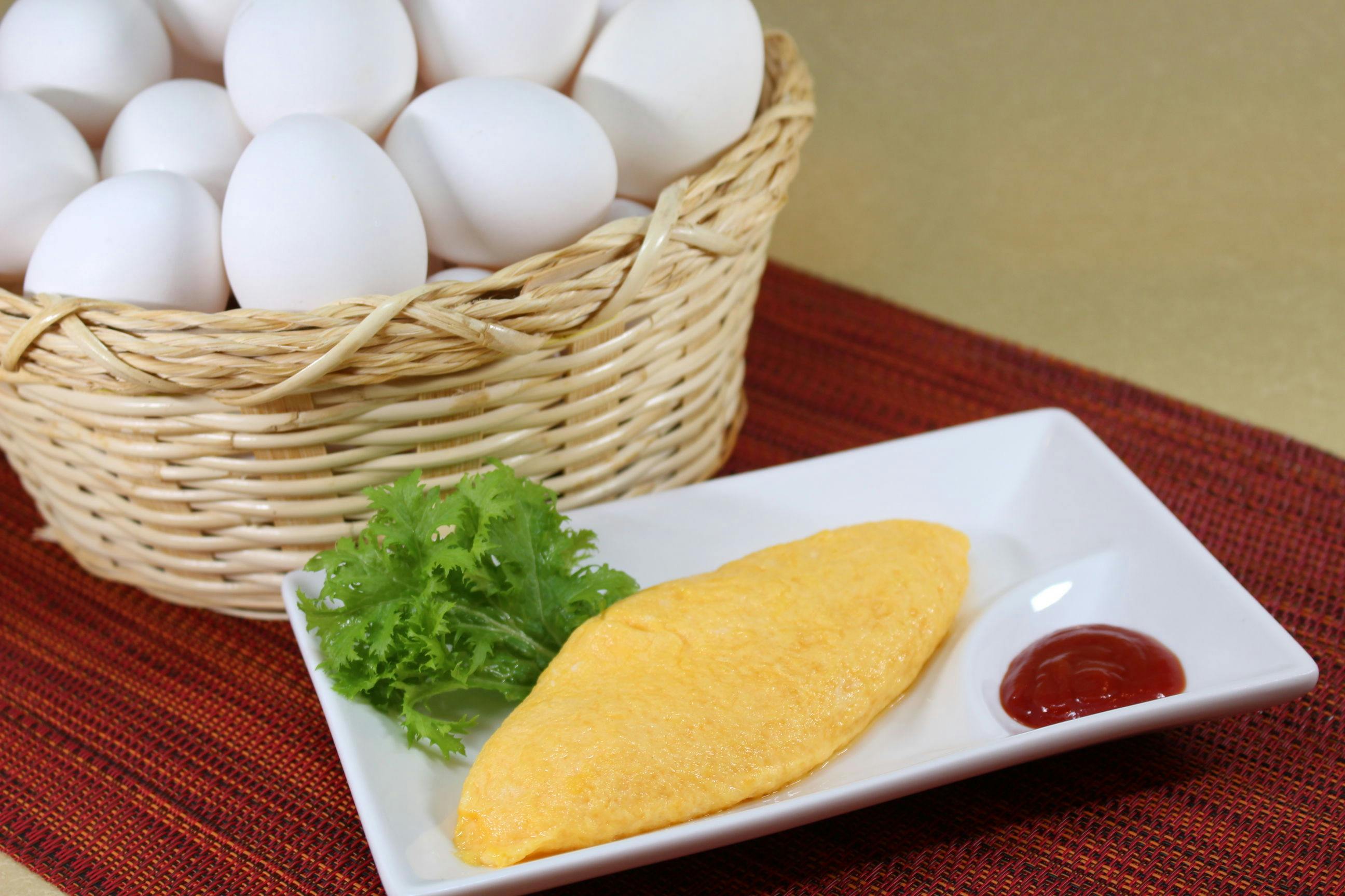 Breakfast: Freshly cooked fluffy omelette.