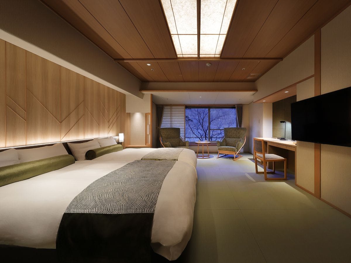 "Japanese Twin Matsuin" - Contoh kamar tamu.