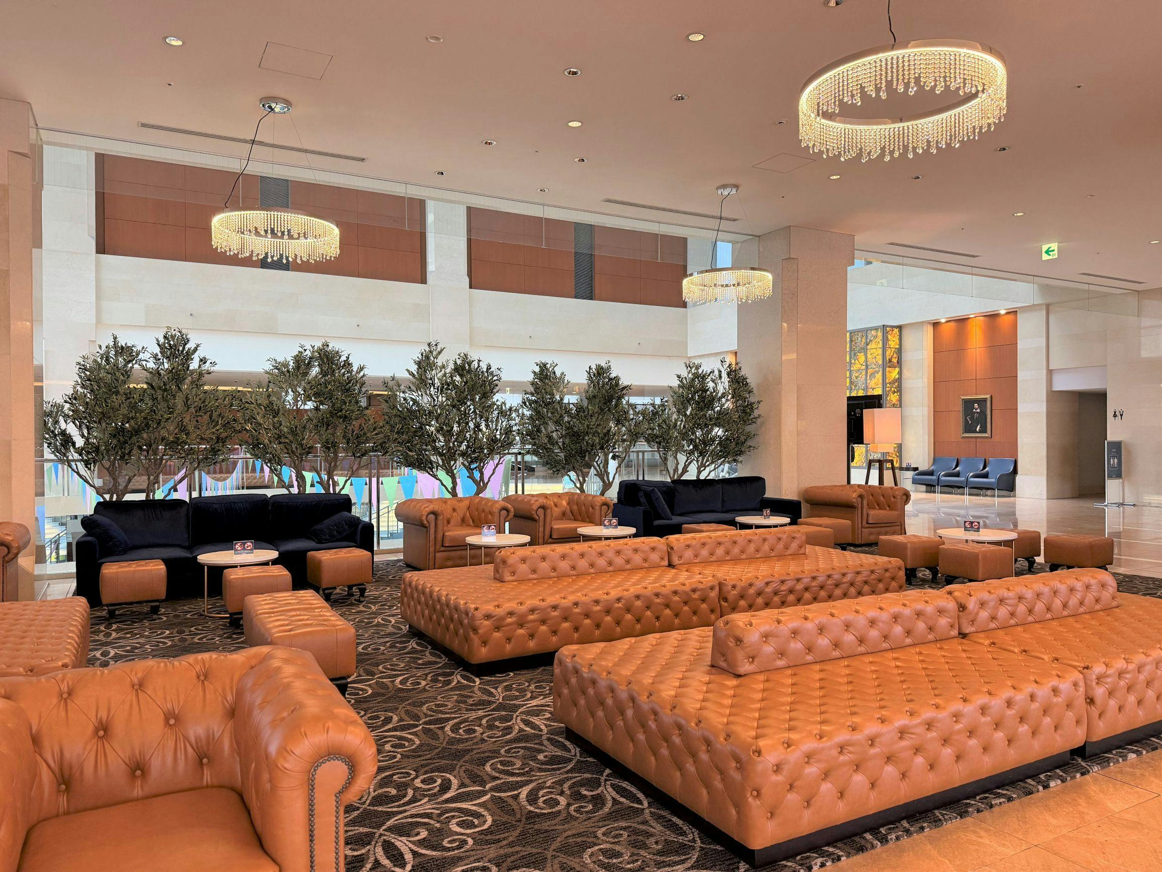 A relaxing lounge area in front of the reception desk.