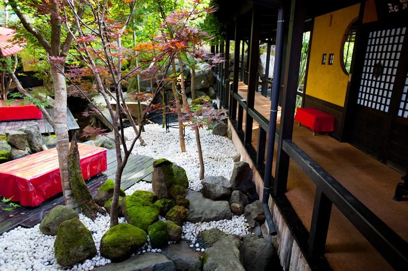 秘境 白川源泉 山荘 竹ふえ：庭園