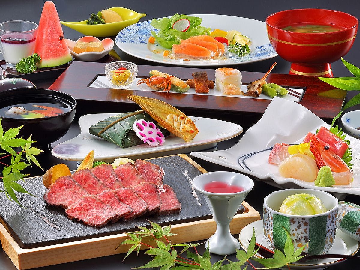 【อาหารเย็น "คอร์สเพิ่มปริมาณเนื้อวากิวดำยามากาตะ"】