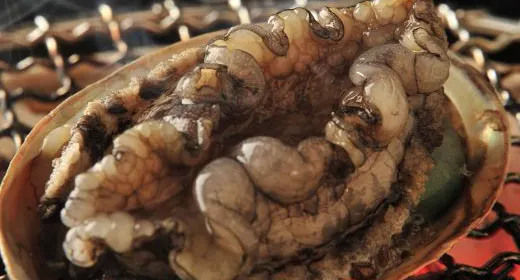 “アワビ踊り焼”付き創作和会席で舌鼓