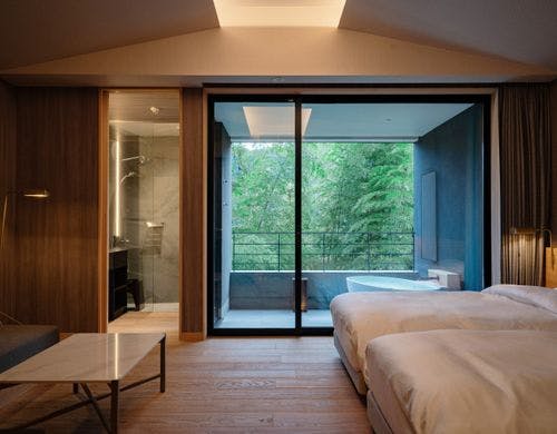 露天風呂付き客室　山水のツイン