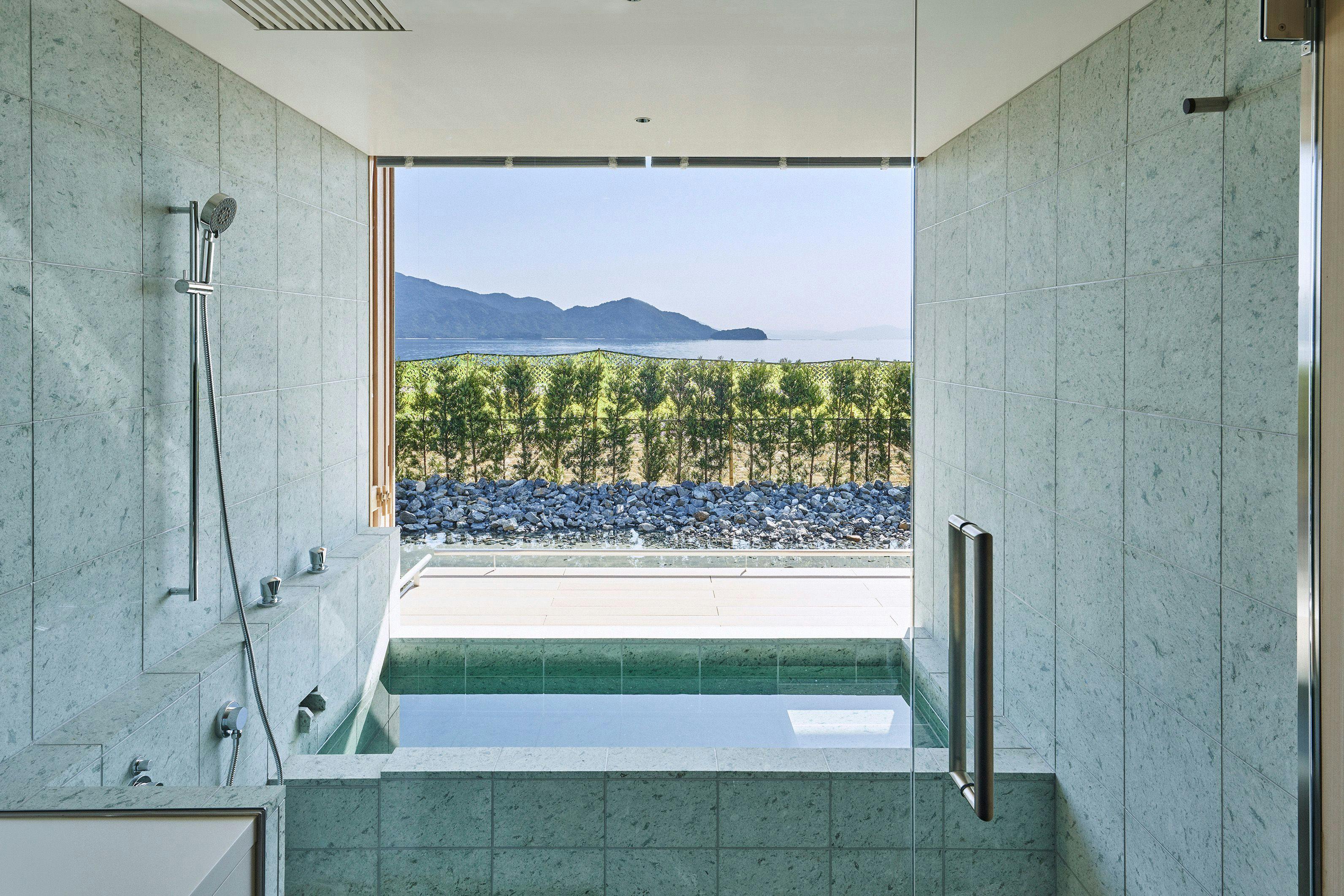 A bathroom replacing the semi-open-air bath.
