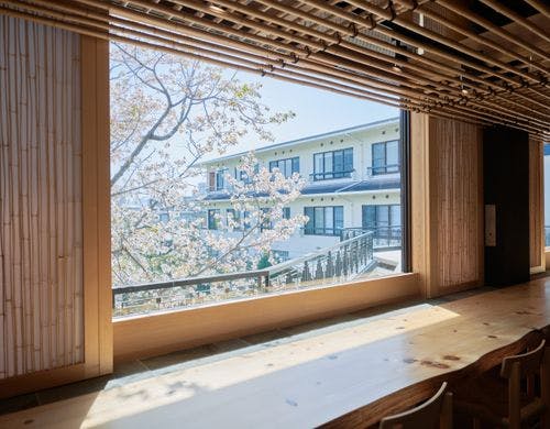 桜が見えるダイニングカウンター席