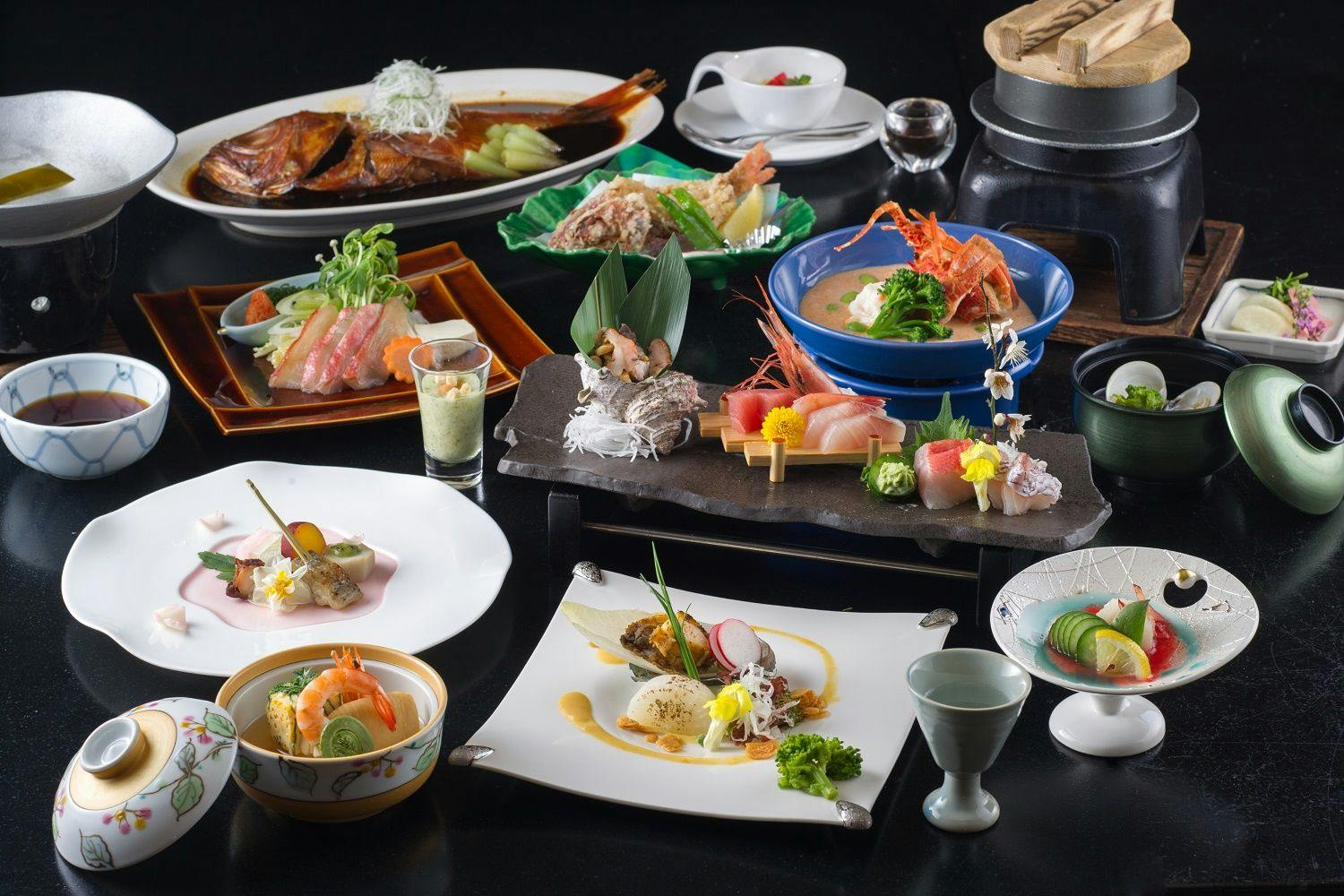 海鮮鮑ステーキコースの一例