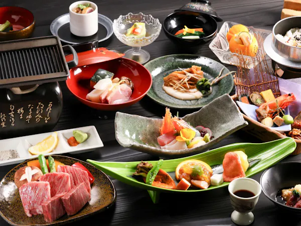 【夕・お部屋食または個室確約】<彩の料理>霜降り和牛の鉄板焼き