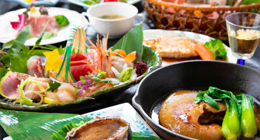 【‐松‐三陸グルメ御膳】~選べる鮑or仙台牛!料理長厳選の地場食材を堪能~