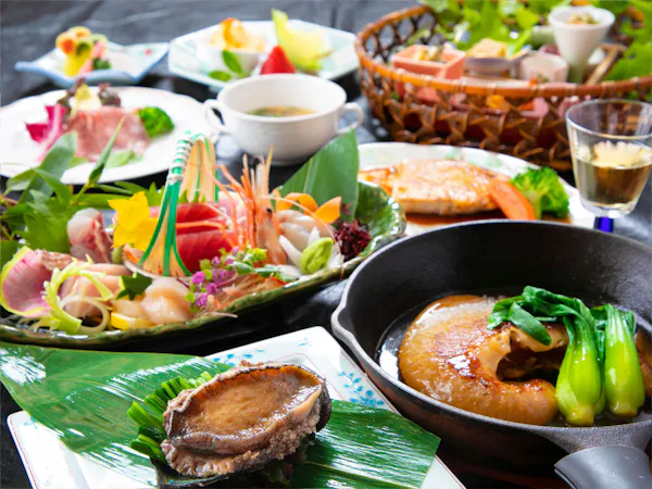 【‐松‐三陸グルメ御膳】~選べる鮑or仙台牛!料理長厳選の地場食材を堪能~