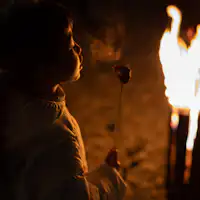 スウェーデントーチで焼きマシュマロ体験