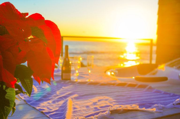 자쿠지에서 바라본 석양