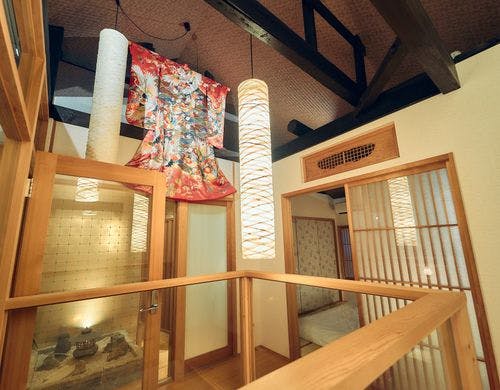 2階の伝統的な着物飾り