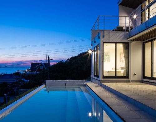 19 Praha House Night Pool Gazebo