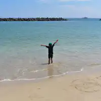 ชายหาดชิโดริกาฮามะอยู่ตรงหน้าที่พักของเรา