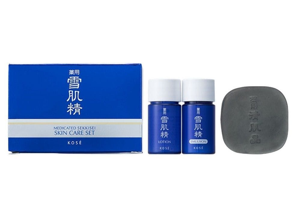 ชุดเซ็ตสามชิ้น Sekkisei (สบู่ล้างหน้า, โทนเนอร์, โลชั่น)